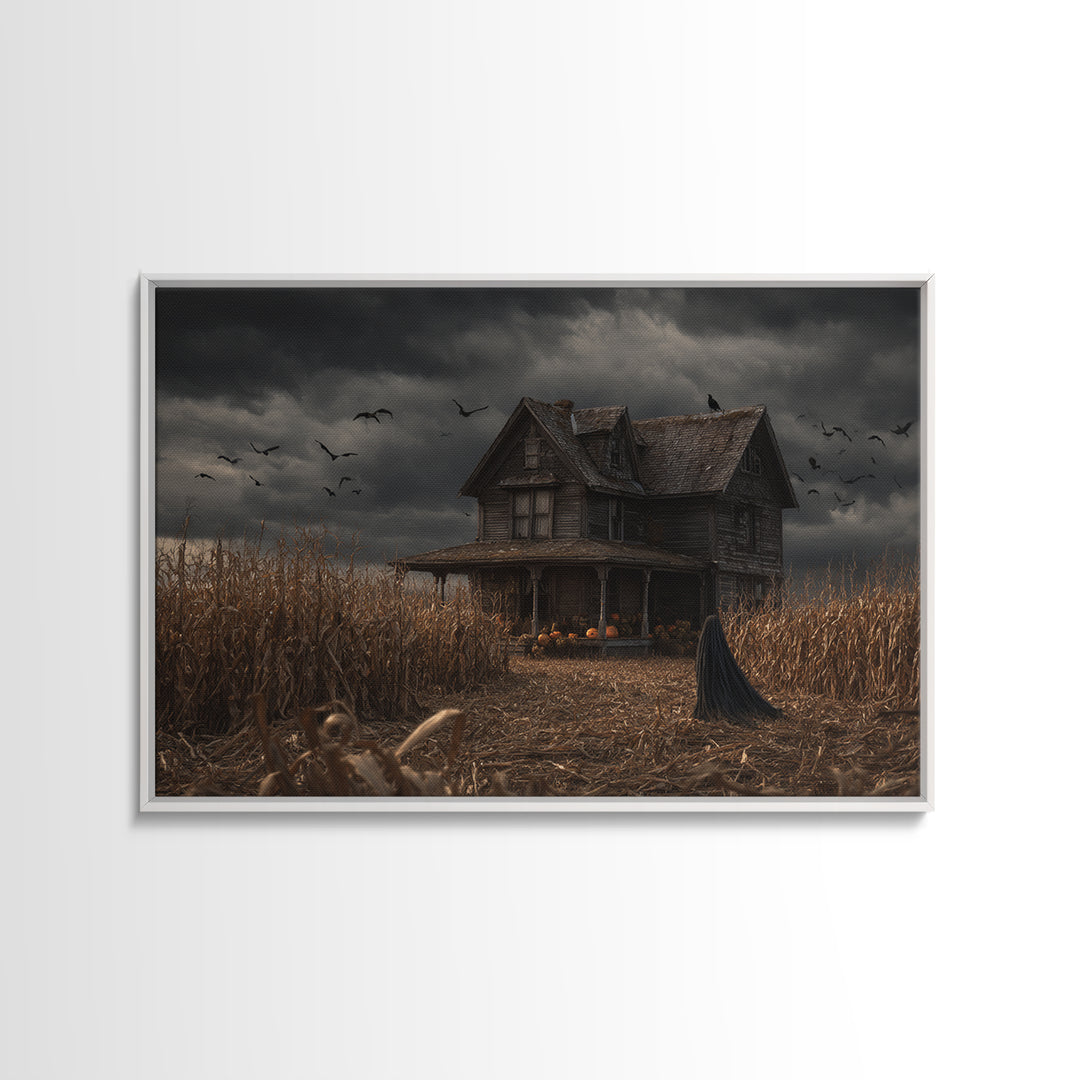 The Possessed Farmhouse, Landscape Wall Art, Dark Halloween Decor, Canvas Print, Halloween Wall Decor, Gothic Home Decor, Macabre Wall Art