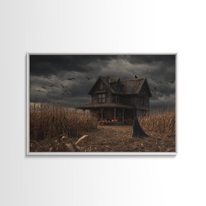The Possessed Farmhouse, Landscape Wall Art, Dark Halloween Decor, Canvas Print, Halloween Wall Decor, Gothic Home Decor, Macabre Wall Art