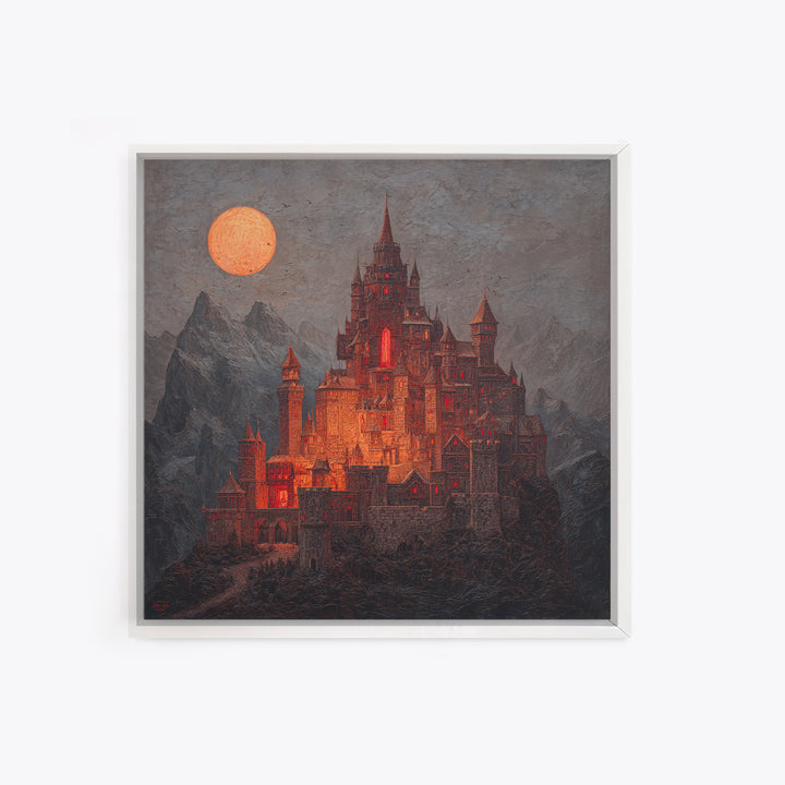The Vampire Castle, Square Wall Art, Spooky Home Decor, Canvas Print, Halloween Wall Decor, Gothic Home Decor, Dark Fantasy Art