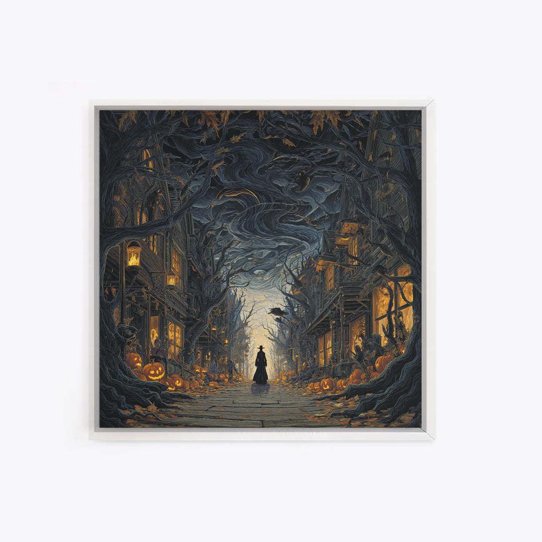 The Ghost Town Main Street, Square Wall Art, Spooky Home Decor, Canvas Print, Halloween Wall Decor, Gothic Home Decor