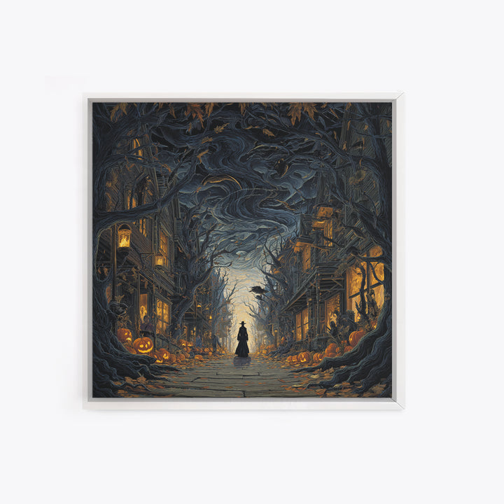 The Ghost Town Main Street, Square Wall Art, Spooky Home Decor, Canvas Print, Halloween Wall Decor, Gothic Home Decor