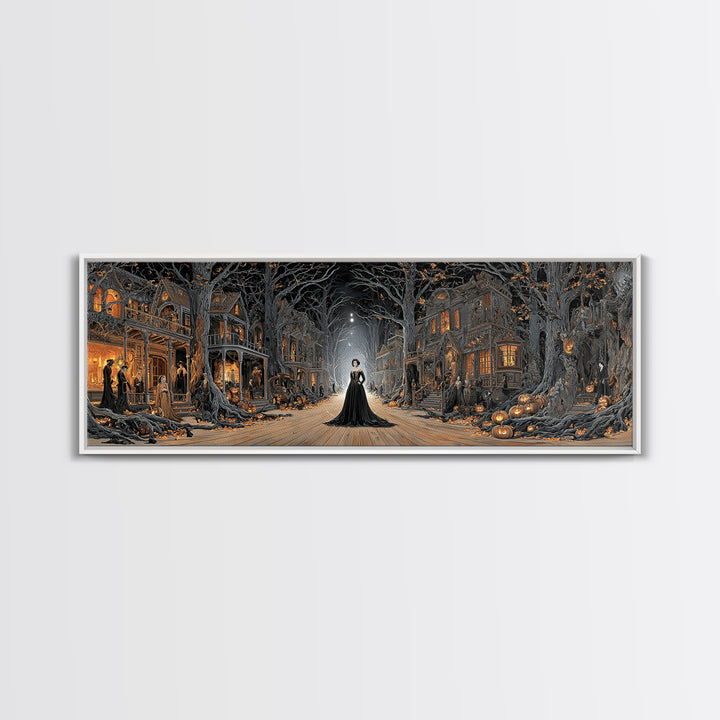 The Ghost Town Main Street, Extra Wide Wall Art, Dark Fantasy Wall Art, Canvas Print, Halloween Wall Decor, Gothic Home Decor