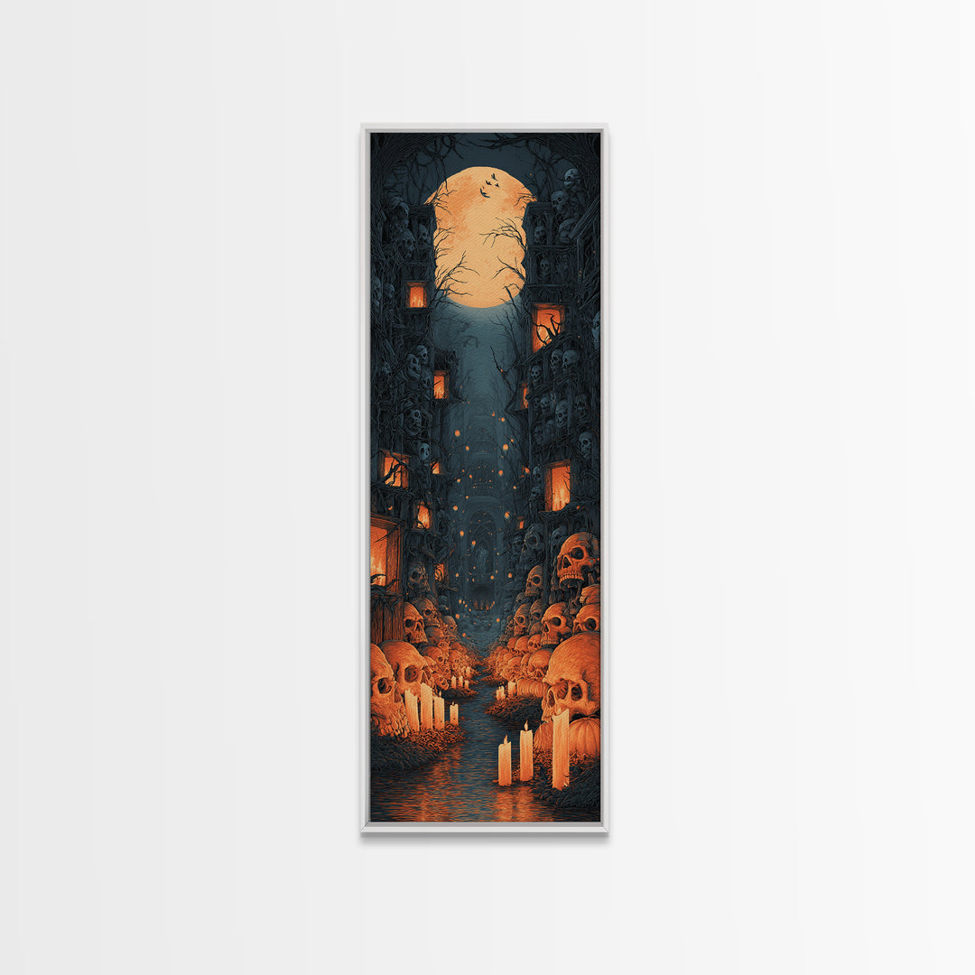 The Endless Catacombs, Tall Narrow Wall Art, Spooky Home Decor, Canvas Print, Halloween Wall Decor, Gothic Home Decor, Spooky Wall Decor