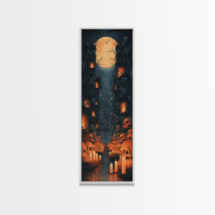 The Endless Catacombs, Tall Narrow Wall Art, Spooky Home Decor, Canvas Print, Halloween Wall Decor, Gothic Home Decor, Spooky Wall Decor