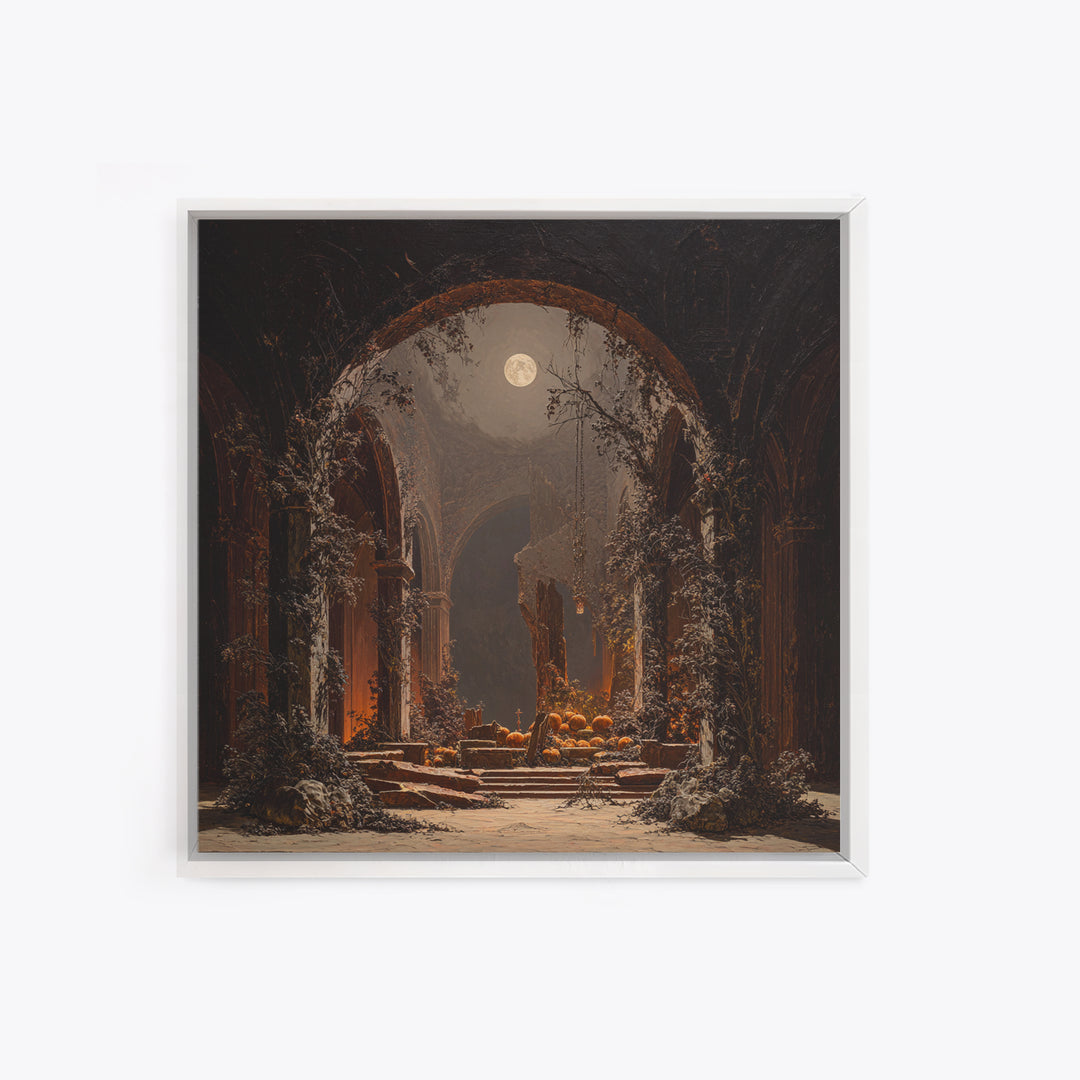 The Overgrown Chapel, Square Wall Art, Spooky Home Decor, Canvas Print, Halloween Wall Decor, Gothic Home Decor, Spooky Wall Decor