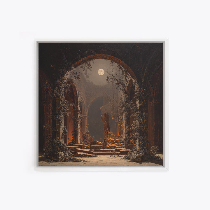 The Overgrown Chapel, Square Wall Art, Spooky Home Decor, Canvas Print, Halloween Wall Decor, Gothic Home Decor, Spooky Wall Decor