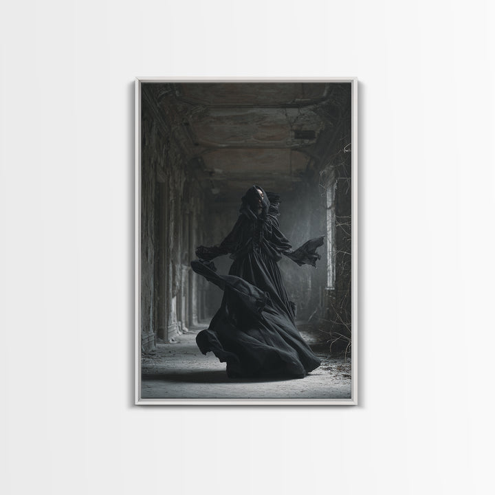 The Derelict Asylum, Vertical Wall Art, Macabre Wall Art, Framed Canvas Print, Halloween Wall Decor, Gothic Home Decor, Halloween Decor