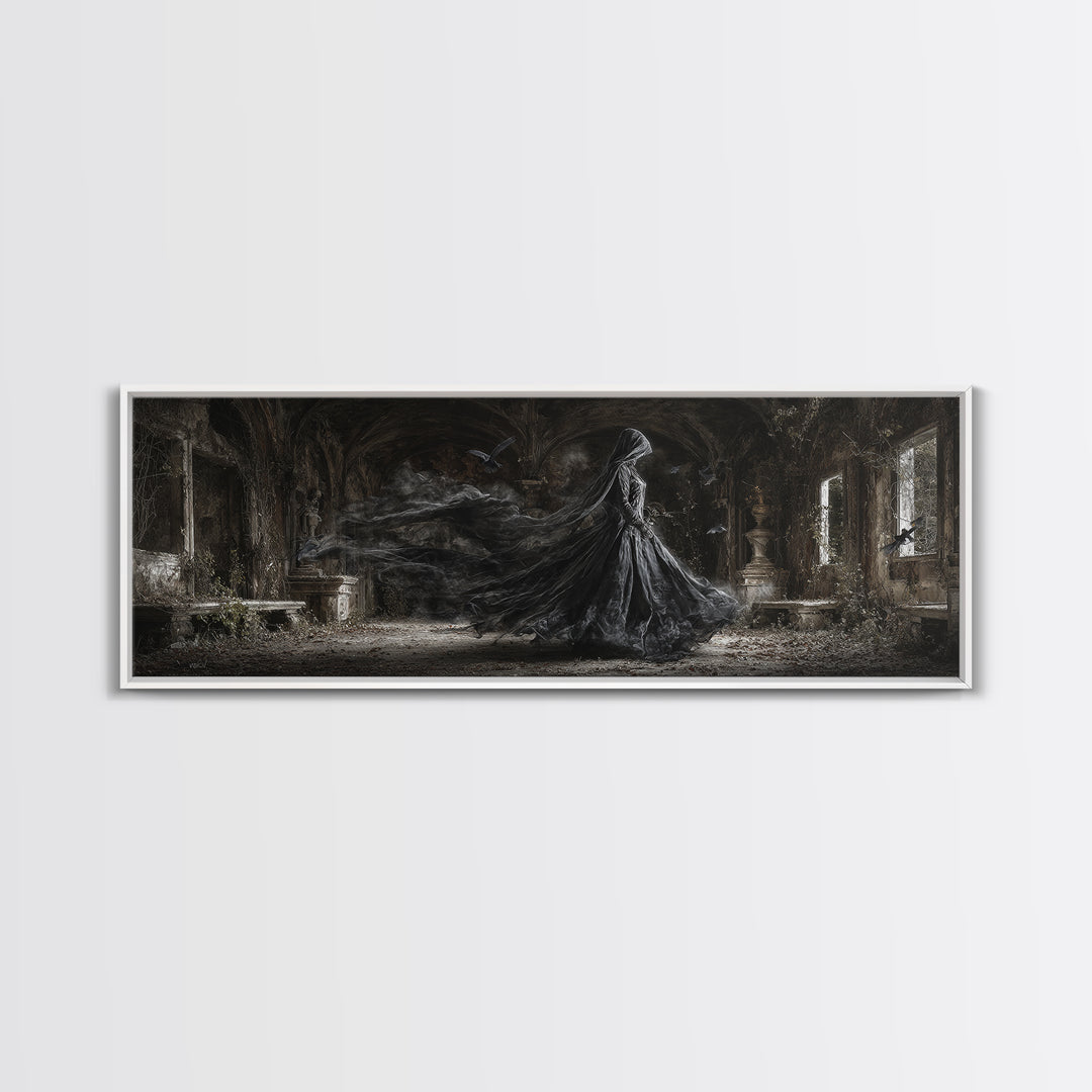 The Derelict Asylum, Extra Wide Wall Art, Spooky Home Decor, Canvas Print, Halloween Wall Decor, Gothic Home Decor, Collectible Wall Decor