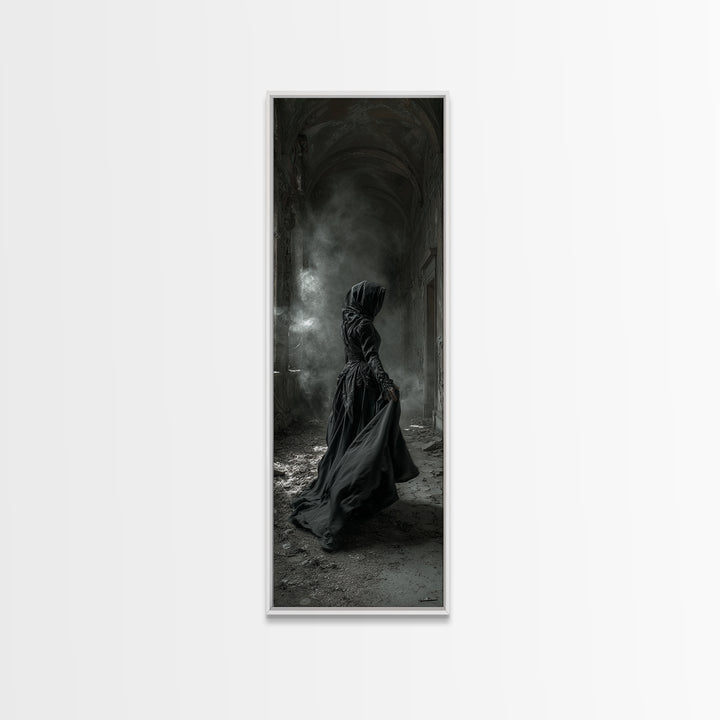 The Derelict Asylum, Tall Narrow Wall Art, Dark Halloween Decor, Canvas Print, Halloween Wall Decor, Gothic Home Decor, Macabre Wall Art