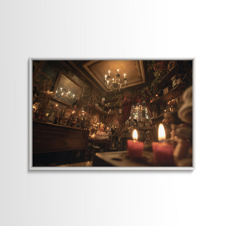 The Midnight Antique Shop, Landscape Wall Art, Dark Halloween Decor, Canvas Print, Halloween Wall Decor, Gothic Home Decor