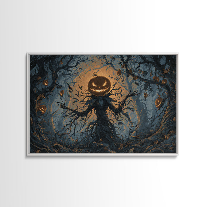The Pumpkin Patch Maze, Landscape Wall Art, Gothic Horror Wall Art, Framed Canvas Print, Halloween Wall Decor, Gothic Home Decor