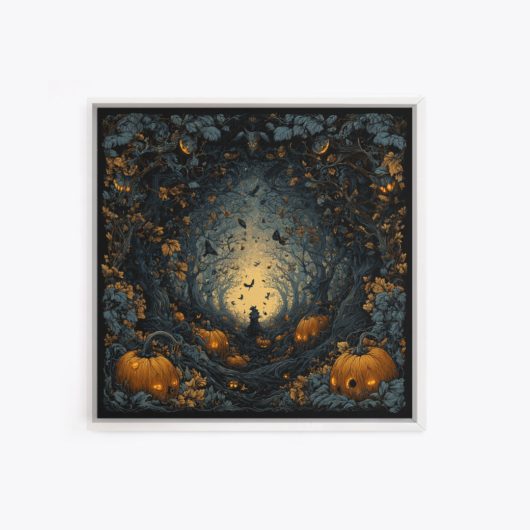 The Pumpkin Patch Maze, Square Wall Art, Dark Halloween Decor, Canvas Print, Halloween Wall Decor, Gothic Home Decor, Collectible Wall Decor