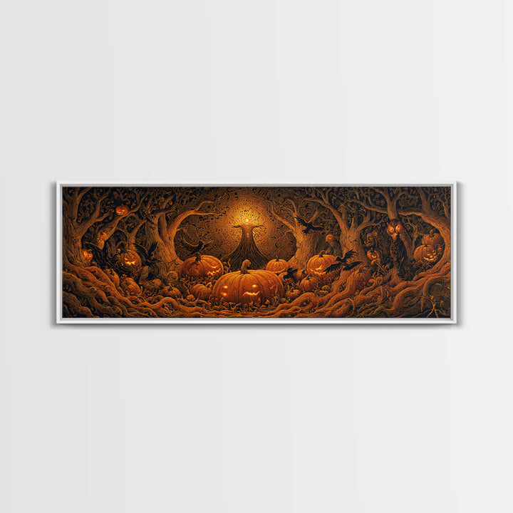 The Pumpkin Patch Maze, Extra Wide Wall Art, Spooky Home Decor, Canvas Print, Halloween Wall Decor, Gothic Home Decor