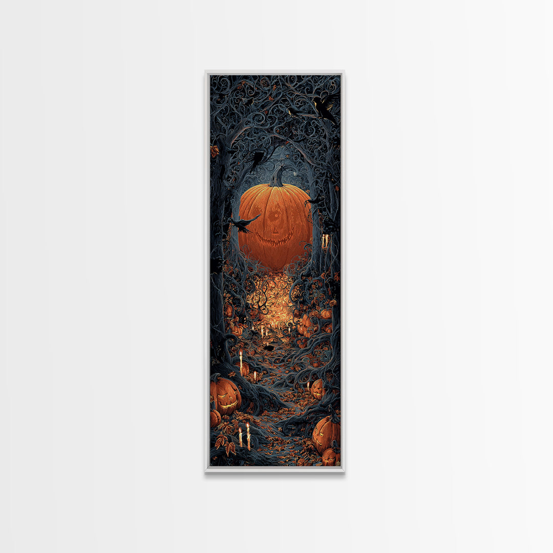 The Pumpkin Patch Maze, Tall Narrow Wall Art, Dark Halloween Decor, Canvas Print, Halloween Wall Decor, Gothic Home Decor, Macabre Wall Art