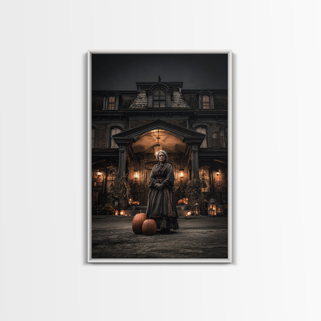 The Haunted Hotel, Vertical Wall Art, Macabre Wall Art, Framed Canvas Print, Halloween Wall Decor, Gothic Home Decor, Spooky Wall Decor