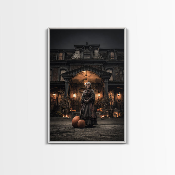The Haunted Hotel, Vertical Wall Art, Macabre Wall Art, Framed Canvas Print, Halloween Wall Decor, Gothic Home Decor, Spooky Wall Decor