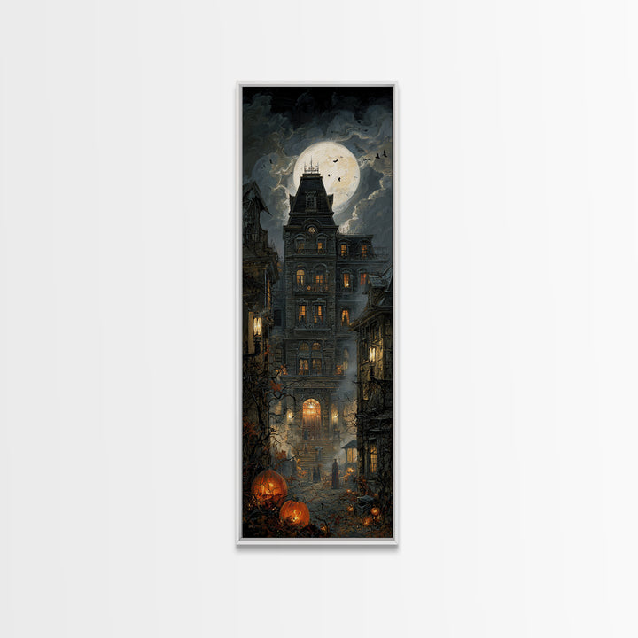 The Haunted Hotel, Tall Narrow Wall Art, Spooky Home Decor, Canvas Print, Halloween Wall Decor, Gothic Home Decor, Macabre Wall Art