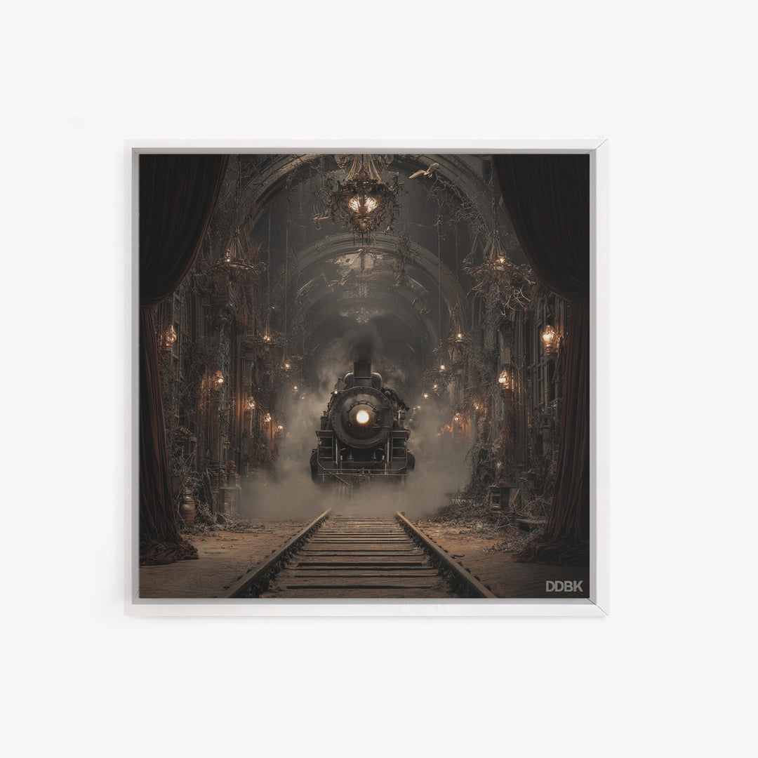 The Abandoned Train Station, Square Wall Art, Spooky Home Decor, Canvas Print, Halloween Wall Decor, Gothic Home Decor, Spooky Wall Decor