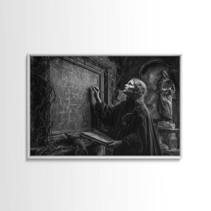 The Silent Schoolhouse, Landscape Wall Art, Haunted Gothic Art, Framed Canvas Print, Halloween Wall Decor, Gothic Home Decor