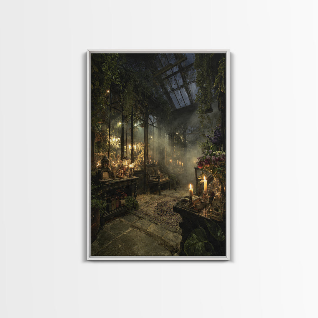 The Cemetery Greenhouse, Vertical Wall Art, Dark Fantasy Wall Art, Canvas Print, Halloween Wall Decor, Gothic Home Decor, Halloween Wall Art