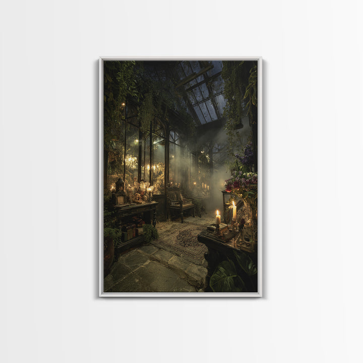 The Cemetery Greenhouse, Vertical Wall Art, Dark Fantasy Wall Art, Canvas Print, Halloween Wall Decor, Gothic Home Decor, Halloween Wall Art
