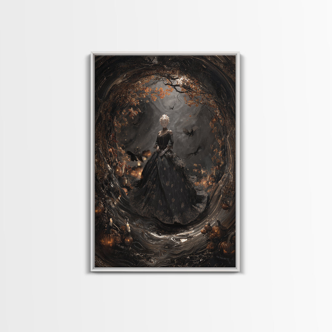 The Midnight Masquerade, Vertical Wall Art, Dark Halloween Decor, Canvas Print, Halloween Wall Decor, Gothic Home Decor