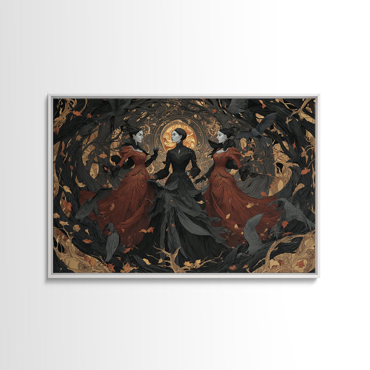 The Midnight Masquerade, Landscape Wall Art, Macabre Wall Art, Framed Canvas Print, Halloween Wall Decor, Gothic Home Decor