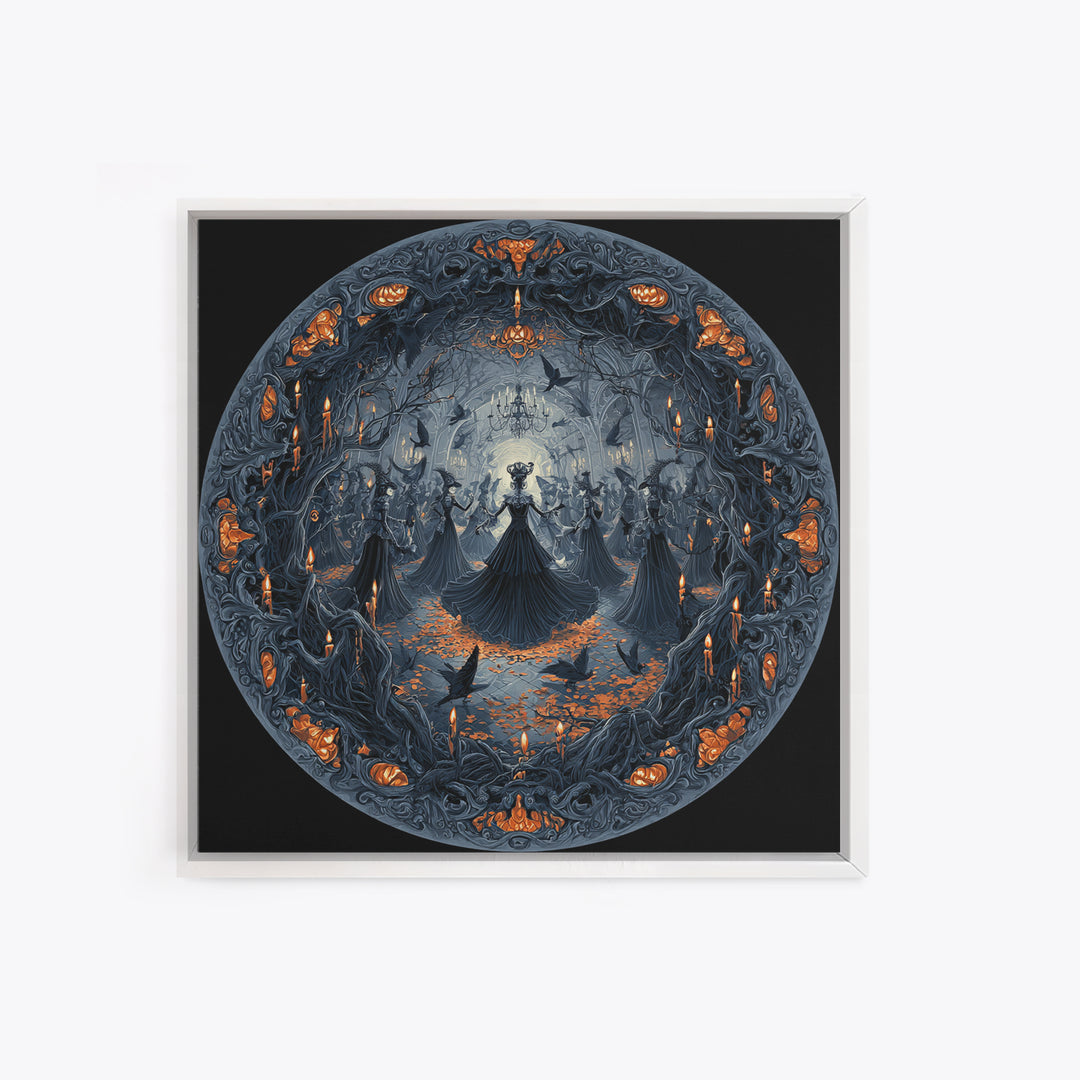 The Midnight Masquerade, Square Wall Art, Spooky Home Decor, Canvas Print, Halloween Wall Decor, Gothic Home Decor, Spooky Wall Decor