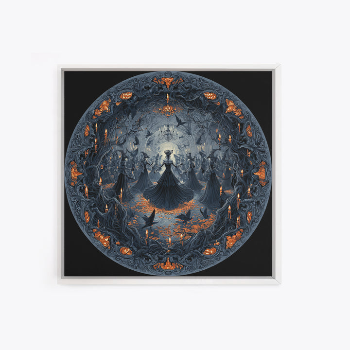 The Midnight Masquerade, Square Wall Art, Spooky Home Decor, Canvas Print, Halloween Wall Decor, Gothic Home Decor, Spooky Wall Decor
