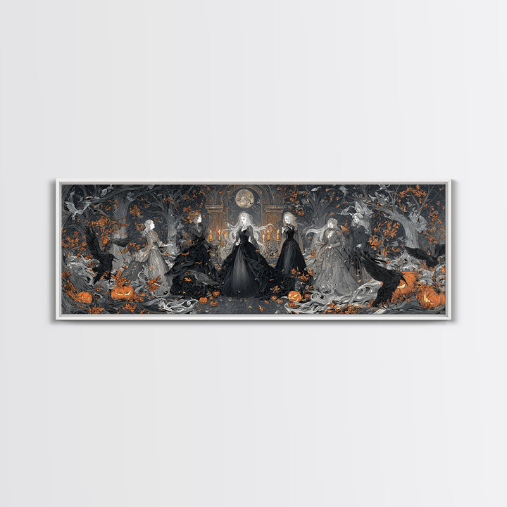 The Midnight Masquerade, Extra Wide Wall Art, Spooky Home Decor, Canvas Print, Halloween Wall Decor, Gothic Home Decor, Statement Wall Art