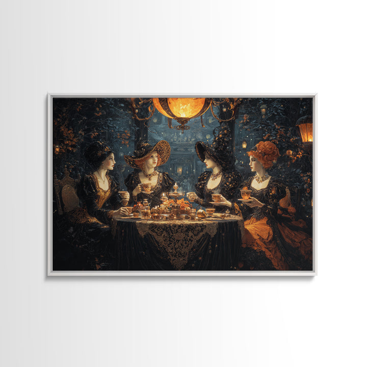 The Witches' Tea Party, Landscape Wall Art, Dark Fantasy Wall Art, Canvas Print, Halloween Wall Decor, Gothic Home Decor