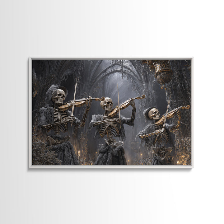 The Skeleton Orchestra, Landscape Wall Art, Haunted Gothic Art, Framed Canvas Print, Halloween Wall Decor, Gothic Home Decor