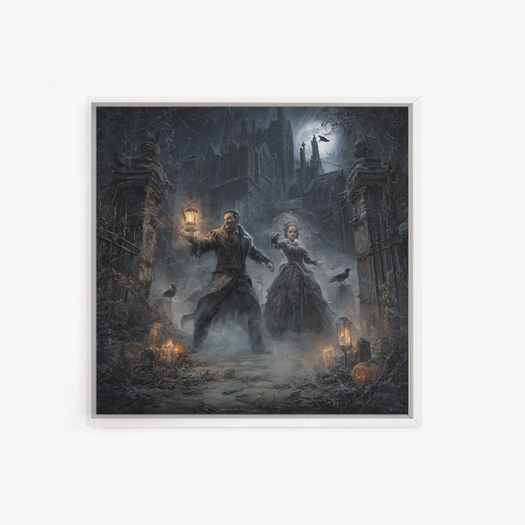 The Ghost Wedding, Square Wall Art, Gothic Horror Wall Art, Framed Canvas Print, Halloween Wall Decor, Gothic Home Decor, Halloween Decor
