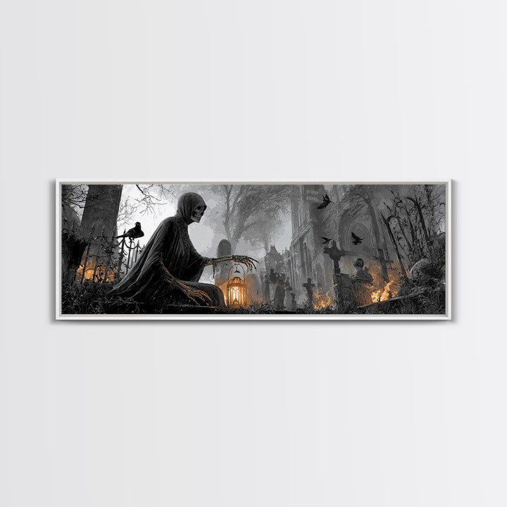 The Ghost Wedding, Extra Wide Wall Art, Dark Halloween Decor, Canvas Print, Halloween Wall Decor, Gothic Home Decor, Dark Fantasy Art