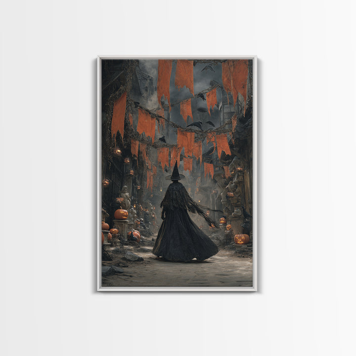 The Monster Parade, Vertical Wall Art, Haunted Gothic Art, Framed Canvas Print, Halloween Wall Decor, Gothic Home Decor, Halloween Wall Art