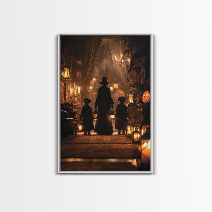 The Trick-Or-Treat Procession, Vertical Wall Art, Dark Fantasy Wall Art, Canvas Print, Halloween Wall Decor, Gothic Home Decor