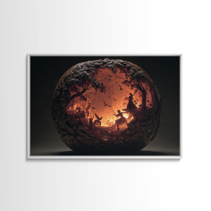 The Pumpkin-Carving Ritual, Landscape Wall Art, Macabre Wall Art, Framed Canvas Print, Halloween Wall Decor, Gothic Home Decor