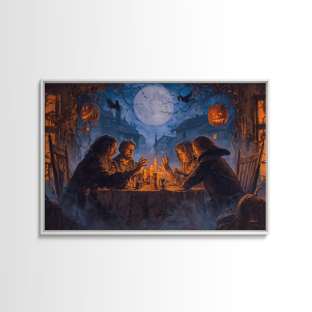 The Candlelit Seance, Landscape Wall Art, Gothic Horror Wall Art, Framed Canvas Print, Halloween Wall Decor, Gothic Home Decor