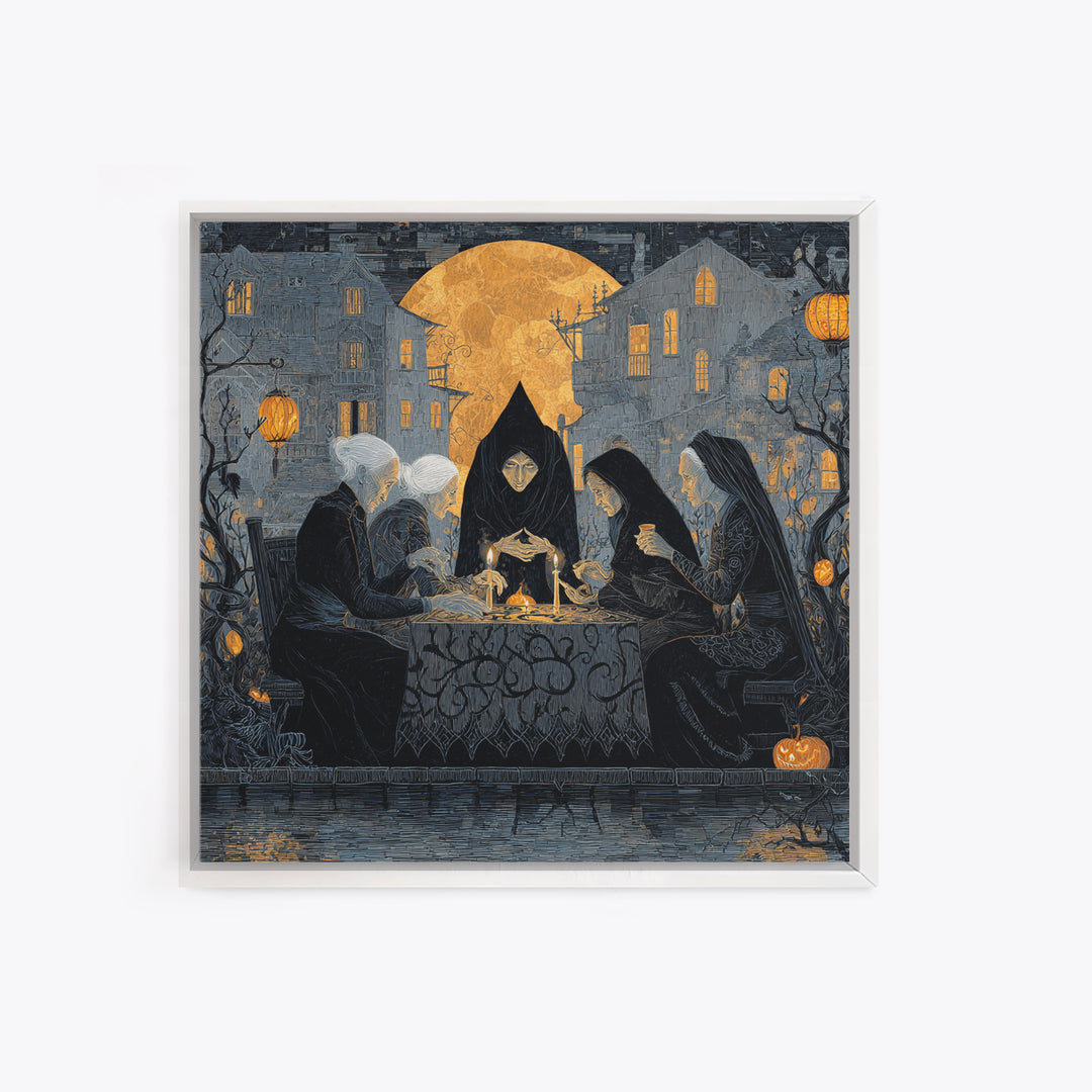 The Candlelit Seance, Square Wall Art, Dark Halloween Decor, Canvas Print, Halloween Wall Decor, Gothic Home Decor, Spooky Wall Decor