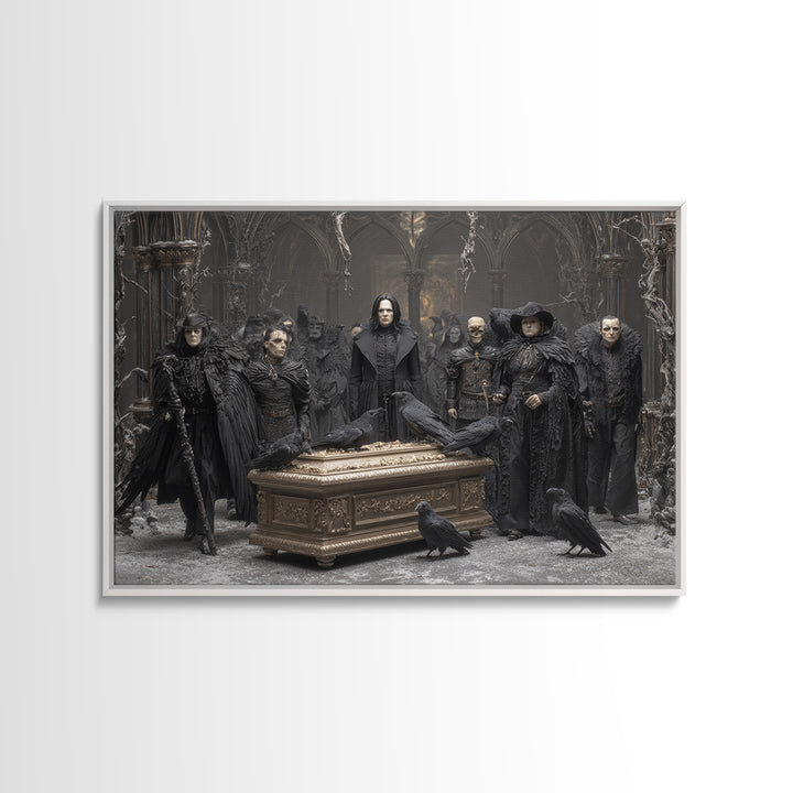 The Raven Funeral, Landscape Wall Art, Spooky Home Decor, Canvas Print, Halloween Wall Decor, Gothic Home Decor, Horror Wall Art