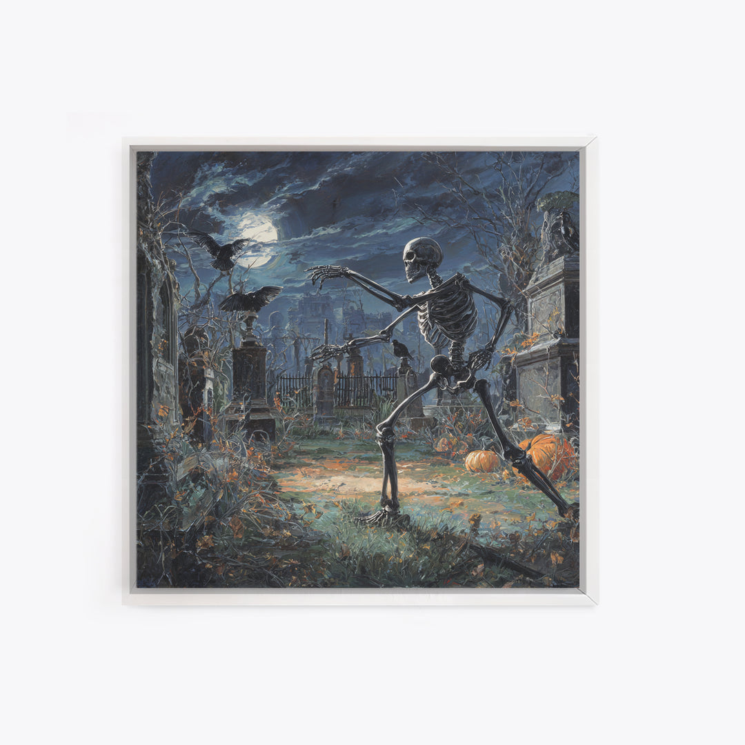 The Graveyard Dance, Square Wall Art, Dark Fantasy Wall Art, Canvas Print, Halloween Wall Decor, Gothic Home Decor, Statement Wall Art