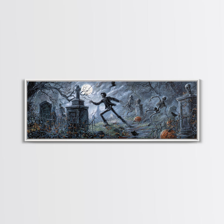 The Graveyard Dance, Extra Wide Wall Art, Dark Halloween Decor, Canvas Print, Halloween Wall Decor, Gothic Home Decor, Spooky Wall Decor