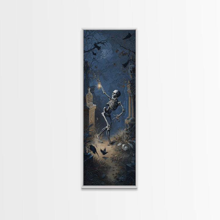 The Graveyard Dance, Tall Narrow Wall Art, Macabre Wall Art, Framed Canvas Print, Halloween Wall Decor, Gothic Home Decor