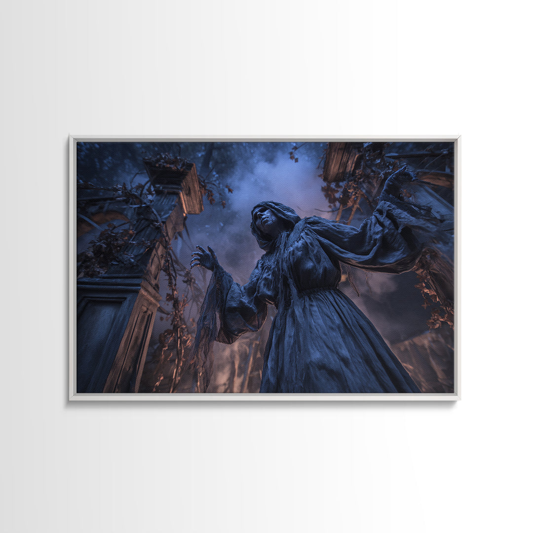 The Haunted Hayride, Landscape Wall Art, Gothic Horror Wall Art, Framed Canvas Print, Halloween Wall Decor, Gothic Home Decor