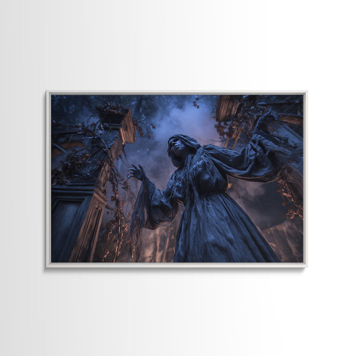 The Haunted Hayride, Landscape Wall Art, Gothic Horror Wall Art, Framed Canvas Print, Halloween Wall Decor, Gothic Home Decor