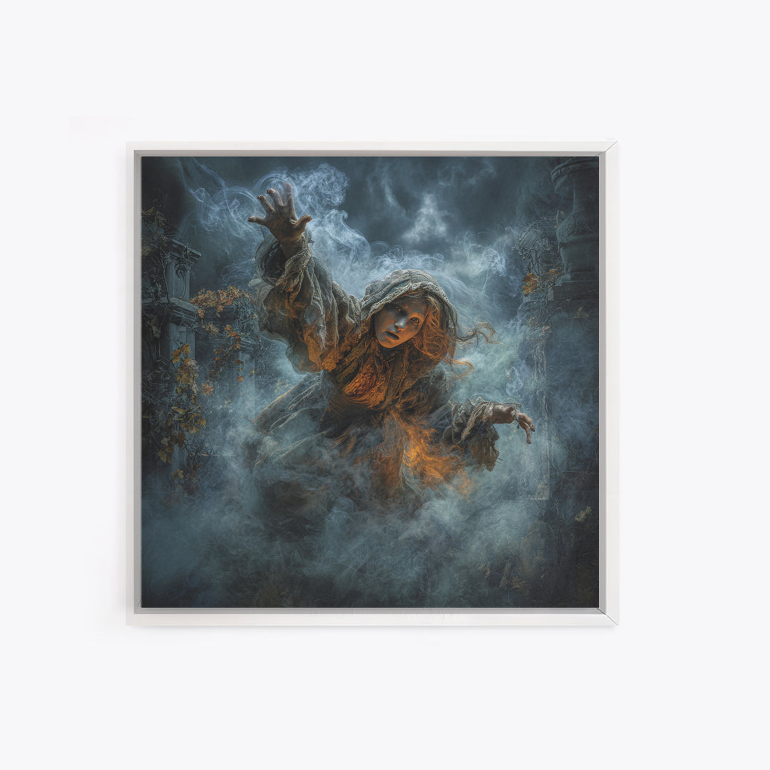 The Haunted Hayride, Square Wall Art, Haunted Gothic Art, Framed Canvas Print, Halloween Wall Decor, Gothic Home Decor, Statement Wall Art