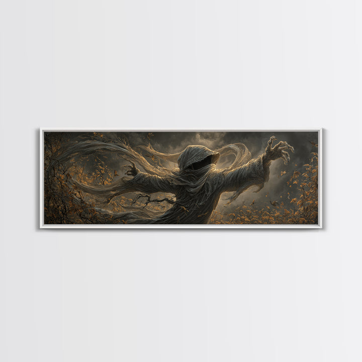 The Haunted Hayride, Extra Wide Wall Art, Macabre Wall Art, Framed Canvas Print, Halloween Wall Decor, Gothic Home Decor