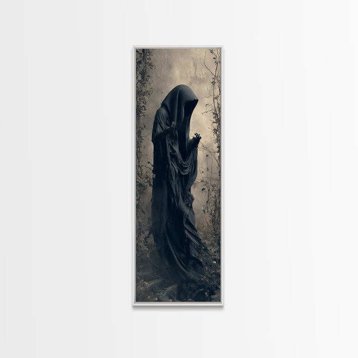 The Haunted Hayride, Tall Narrow Wall Art, Gothic Horror Wall Art, Framed Canvas Print, Halloween Wall Decor, Gothic Home Decor