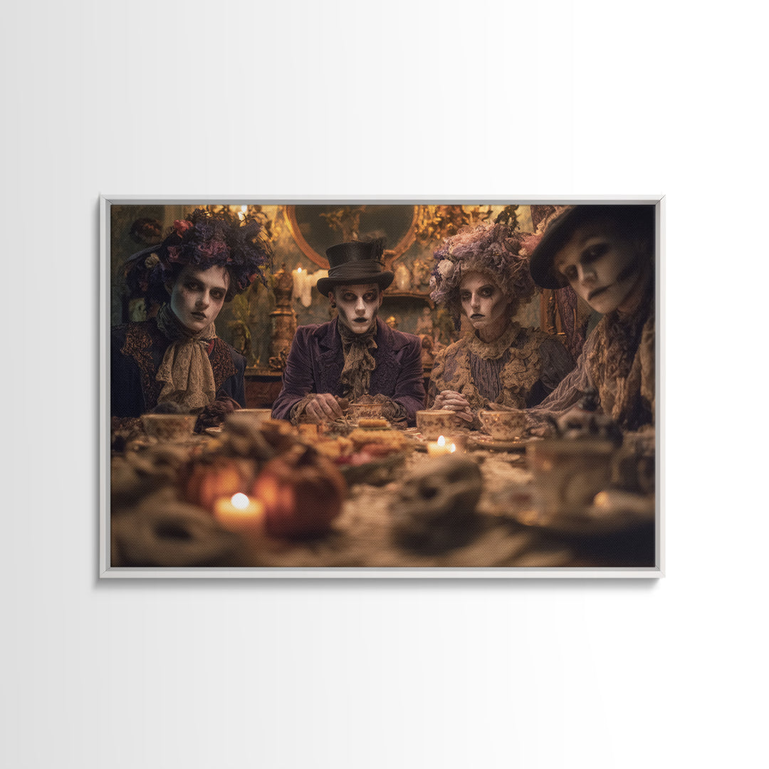 The Zombie Picnic, Landscape Wall Art, Gothic Horror Wall Art, Framed Canvas Print, Halloween Wall Decor, Gothic Home Decor