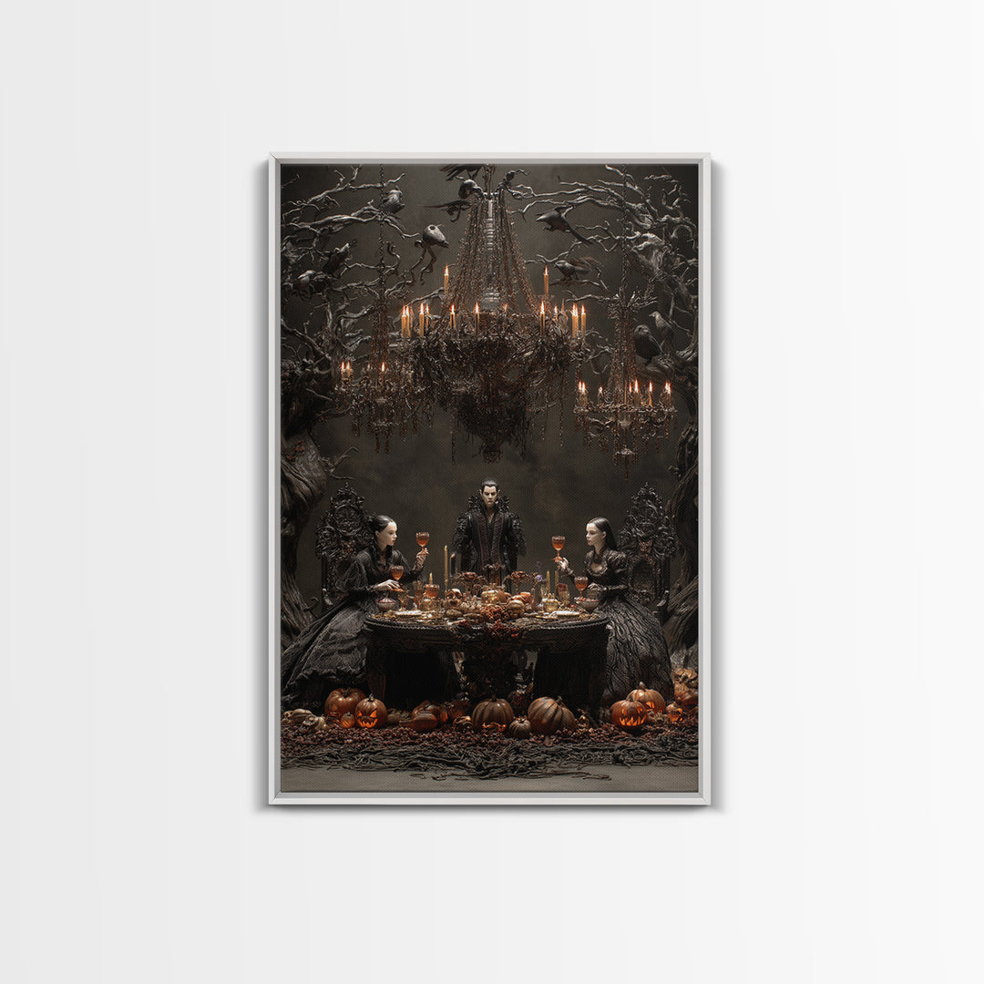 The Vampire Banquet, Vertical Wall Art, Dark Fantasy Wall Art, Canvas Print, Halloween Wall Decor, Gothic Home Decor, Spooky Wall Decor